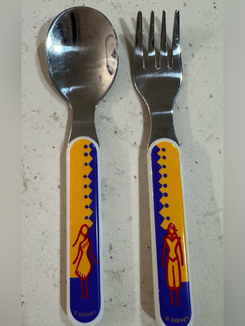 Vintage Child Spoon Fork Stainless Silverware Mini Pocahontas Disney